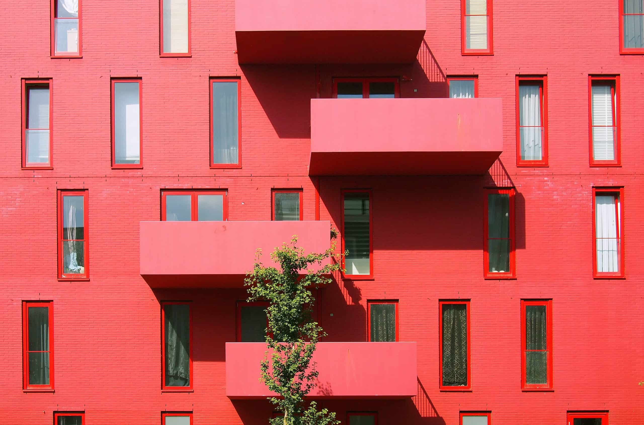 red high rise building