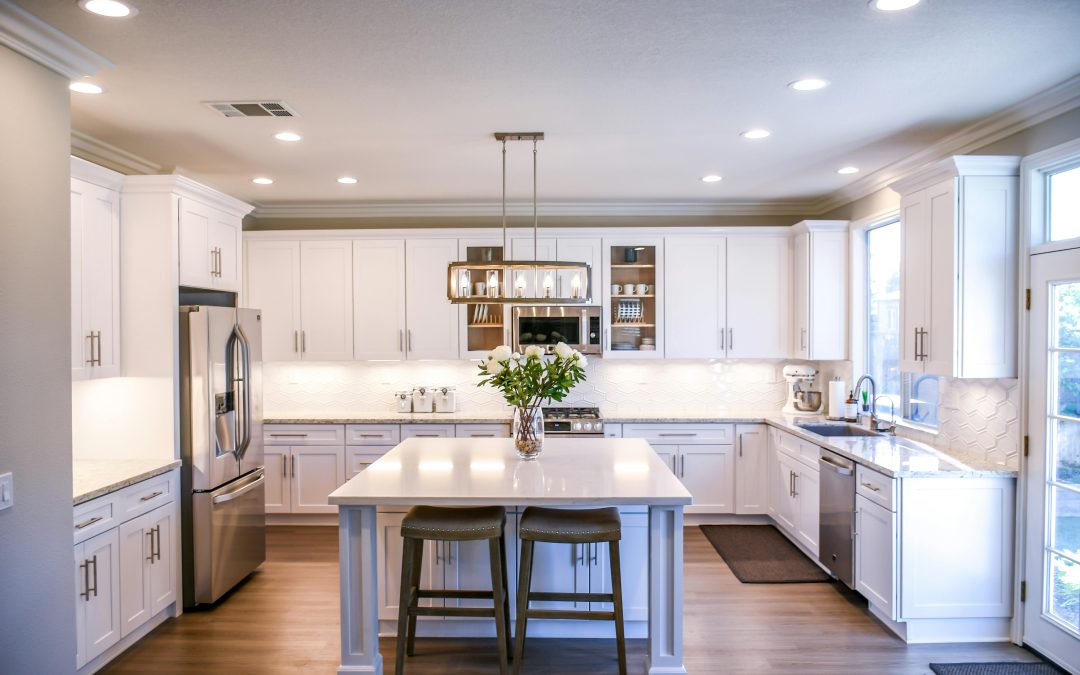 White wooden cupboards