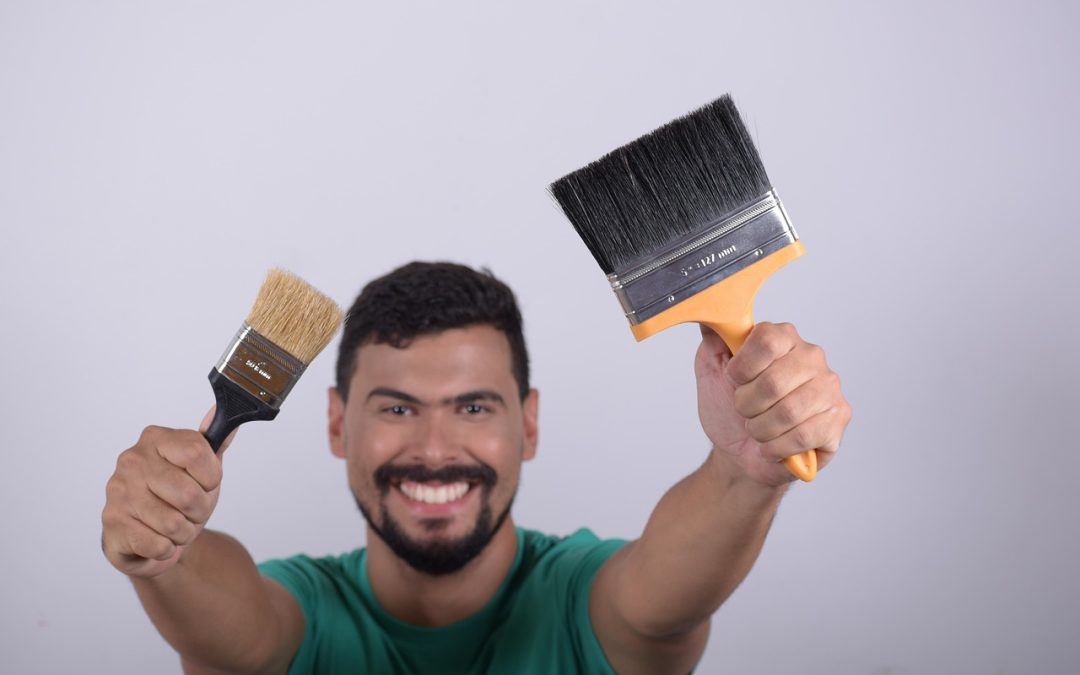 painting, brush, man, renovation, happy